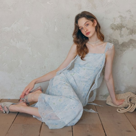 LB Floral chiffon sleeveless dress