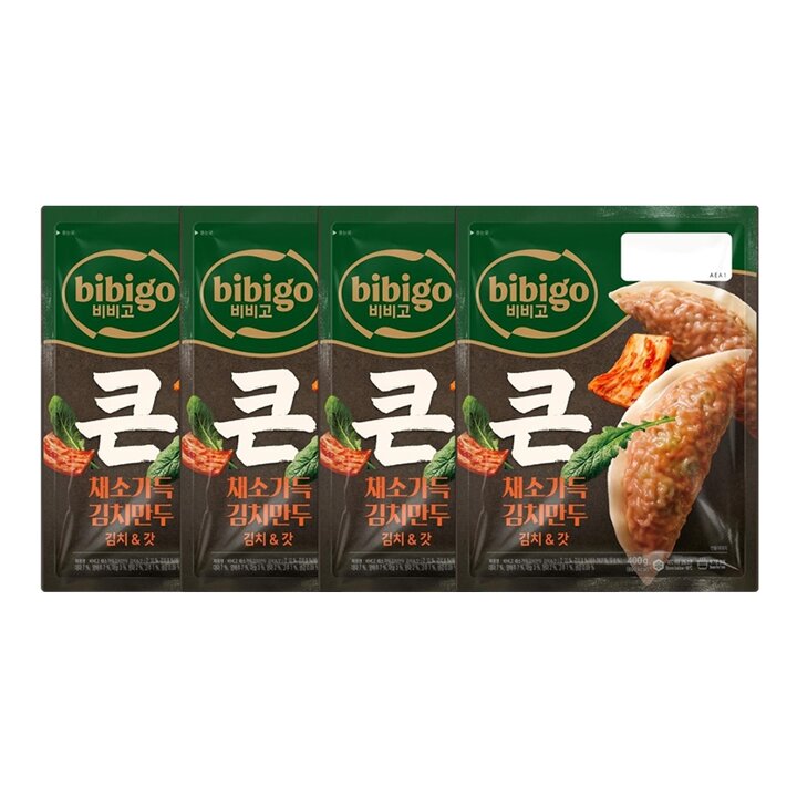 CJ제일제당 비비고 큰채소가득 만두 김치.갓 400g x4개