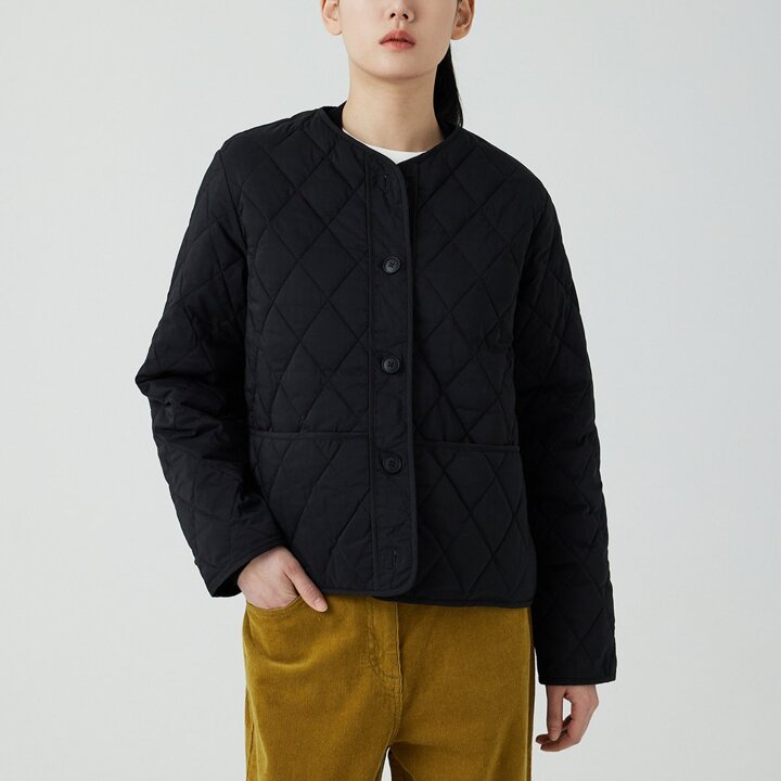 [JAJU/자주] 여 라이트 다운필 버튼 자켓_블랙
