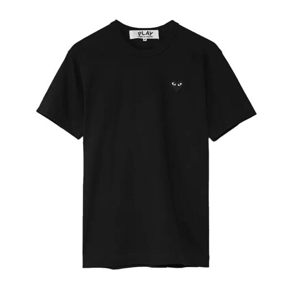 [명품] 꼼데가르송 26SS 여성 블랙 하트 와펜 패치 티셔츠 블랙 AX T064