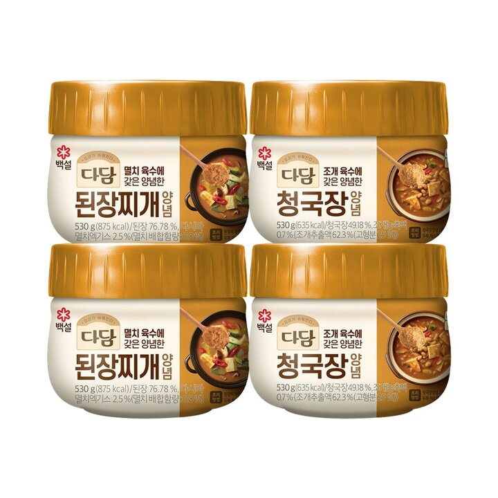 CJ제일제당 백설 다담 된장찌개양념 530g x2개+청국장 양념 530g x2개