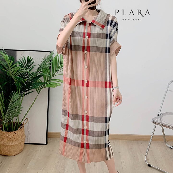 플라라 (88까지)플리츠클래식체크원피스