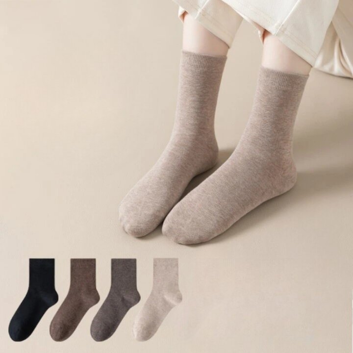 [옷자락] 여성용 사계절 기본 중목 순면 골지 양말
