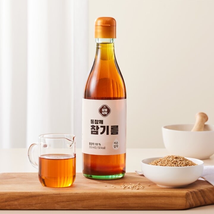[감동식탁] 100프로 통참깨 참기름 350ml x 1병