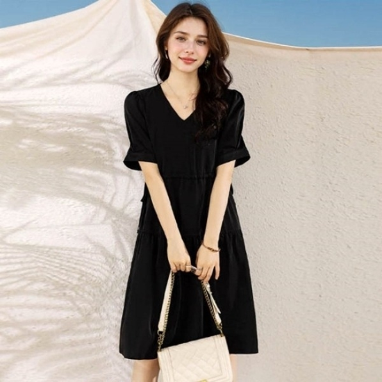 브이넥 목선포인트 슬림바디 셔링포인트 원피스19911865667501