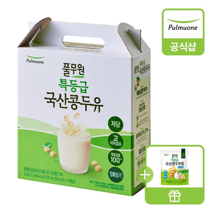 풀무원 특등급 국산콩두유190mlX16개입+[증정]두부칩 오리지널
