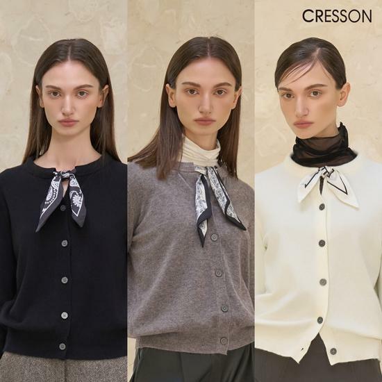 (백화점 동일!)25FW 크레송 스카프 니트 가디건 3종