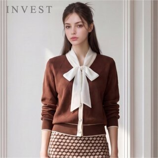 [인베스트] 리본 쉬폰 넥 오픈 니트_IN6F1KT2071