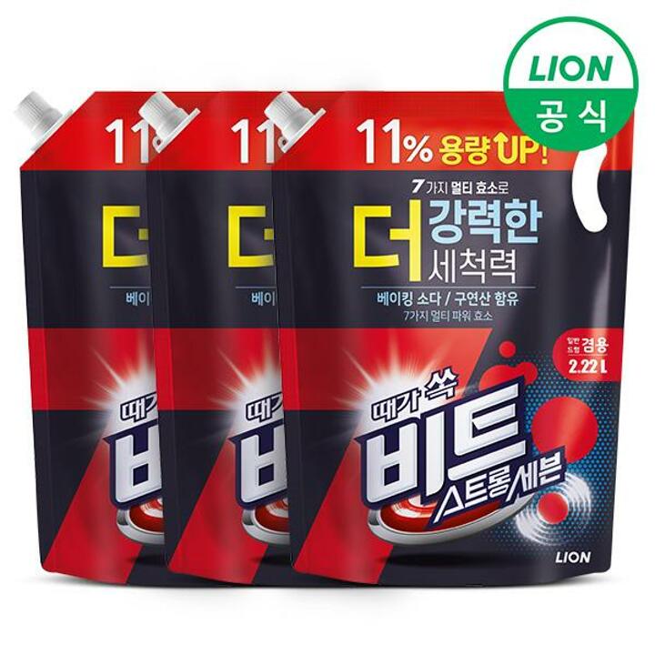 비트 스트롱 세븐 액체세제 2.22L 리필 x 3개 일반 드럼 겸용