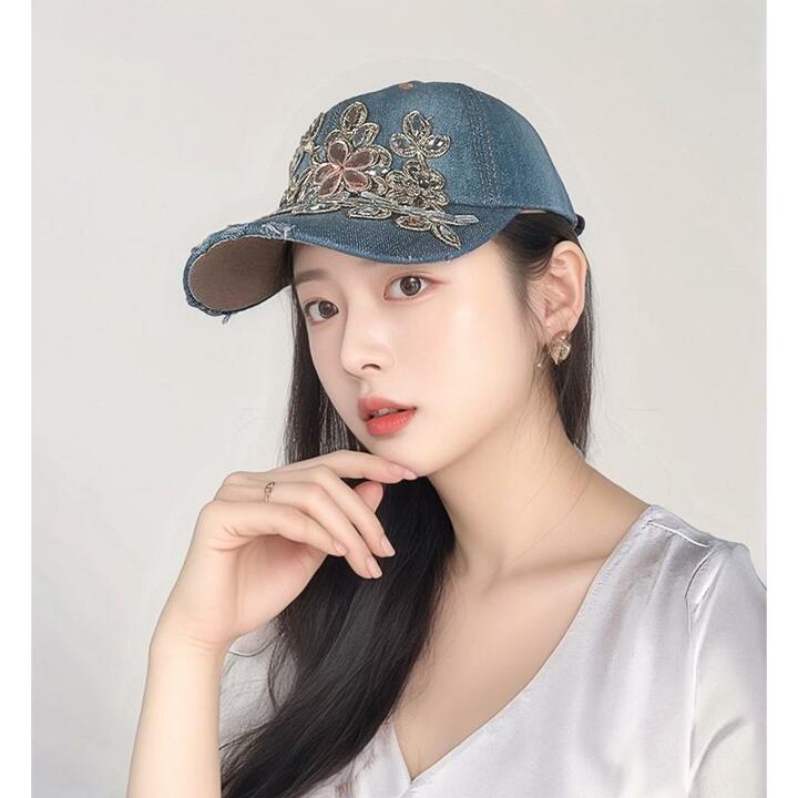 [루미루나]빅비즈장식데님캡모자