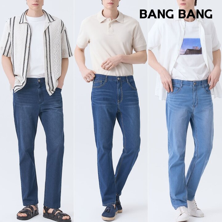 [뱅뱅] 남성 썸머 라이크라 시그니처 데님 3종세트