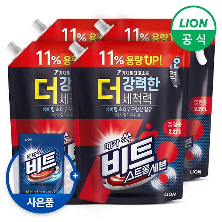 비트 스트롱 세븐 액체세제 2.22L 리필 x 4개 일반 드럼 겸용