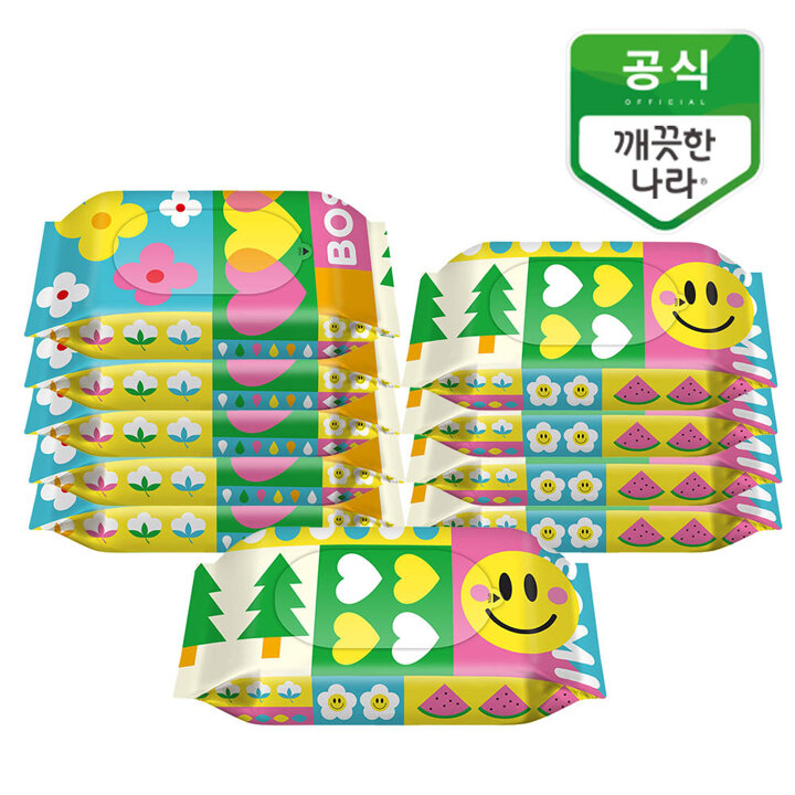 깨끗한나라 보솜이 펀앤플레이 라이트 아기물티슈 휴대형 10매 10팩