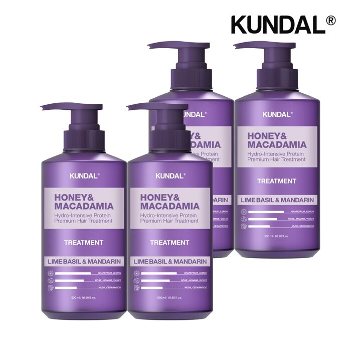 쿤달 허니 앤 마카다미아 단백질 트리트먼트 라임바질앤만다린 500ml x4개