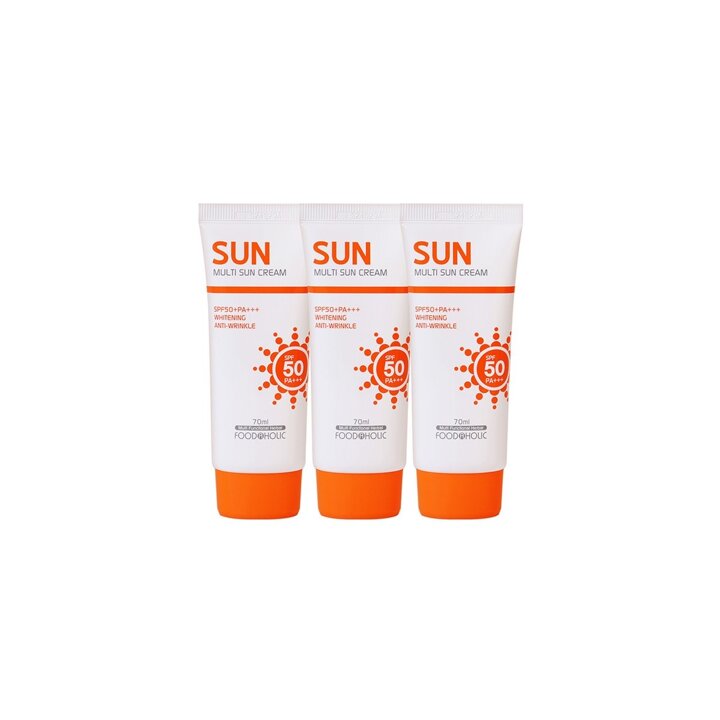 (3개)푸드어홀릭 멀티 선크림 70ml SPF50 PA+++ /백탁없는 혼합자차 썬크림 선블록 자외선차단제