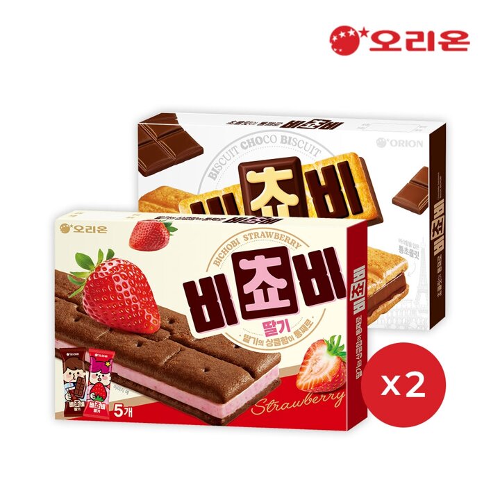 비쵸비 딸기 5P (125g) x 2개 + 비쵸비 초코 5P (125g) x 2개