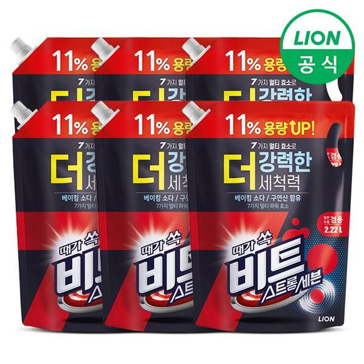 비트 스트롱 세븐 액체세제 2.22L 리필 x 6개 일반 드럼 겸용