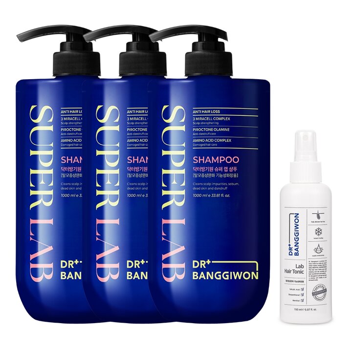 닥터방기원 슈퍼랩 탈모샴푸 1L 3개 + 랩 헤어토닉 150ml 1개