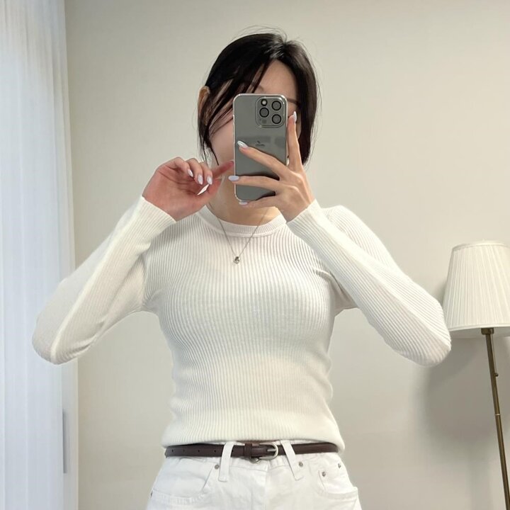 [옷자락] 여자 골지 가을긴팔티 슬림핏 라운드넥 기본 니트