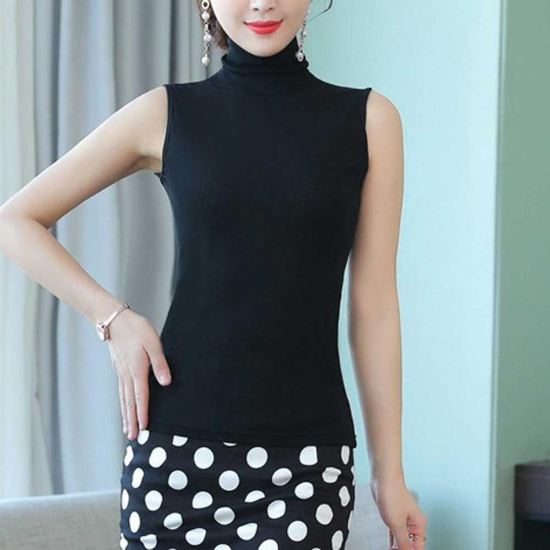 여름 폴라티 이너 터틀넥 아영 나시 민소매 시스루