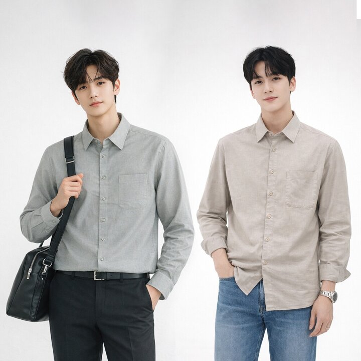여름 린넨 COOL 스판 루즈핏 긴팔 셔츠 남방 베이직 남자 남성