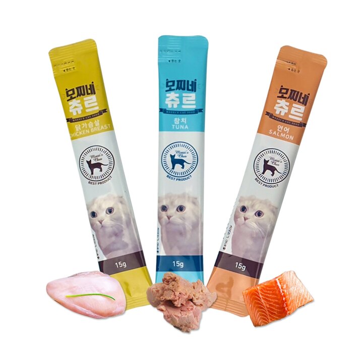국산 모찌네 원츄 대용량 짜먹는 고양이 스틱 습식간식 참치 15g 30p