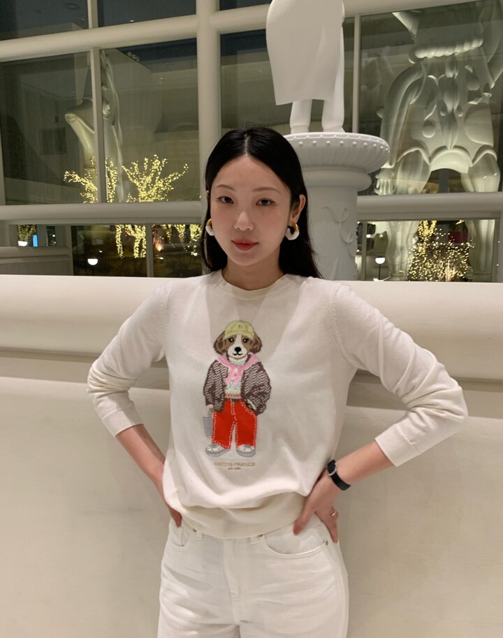 헤지스 여성 해리 인타샤 면혼방 긴팔 풀오버 아이보리  (HSSW5A110IV)