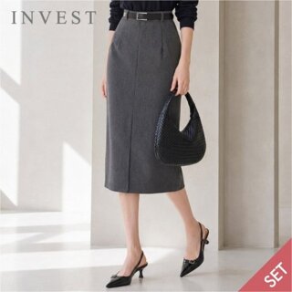 [인베스트] [벨트 SET] H라인 슬릿 롱 스커트_IN6F1SK8070