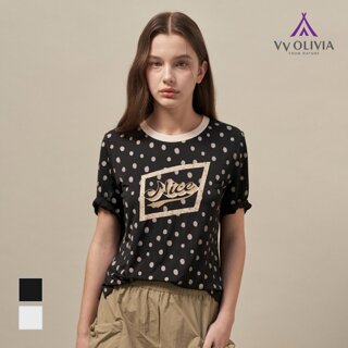 [비비올리비아] 도트 프린팅 티셔츠_VVCAS5M4281