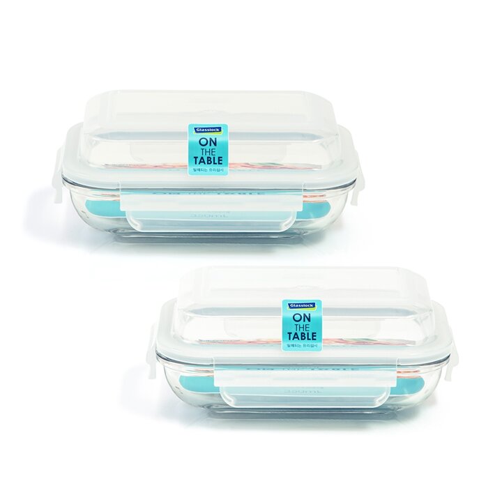 글라스락 온더테이블 직사각 350ml 2조 세트