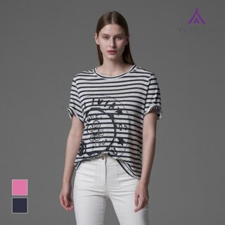 [비비올리비아] 스트라이프 프린팅 티셔츠_VVCAS5M4481