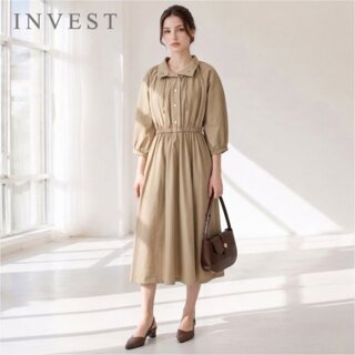 [인베스트] 오픈 카라 7부 소매 트렌치 원피스_IN6F1OP3131