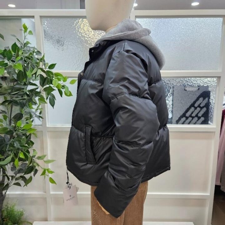 부루앤쥬디sh06배색후드패딩점퍼블랙BBRLJP417B