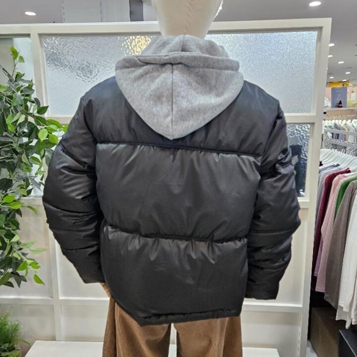 부루앤쥬디sh06배색후드패딩점퍼블랙BBRLJP417B
