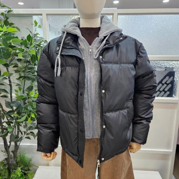 부루앤쥬디sh06배색후드패딩점퍼블랙BBRLJP417B