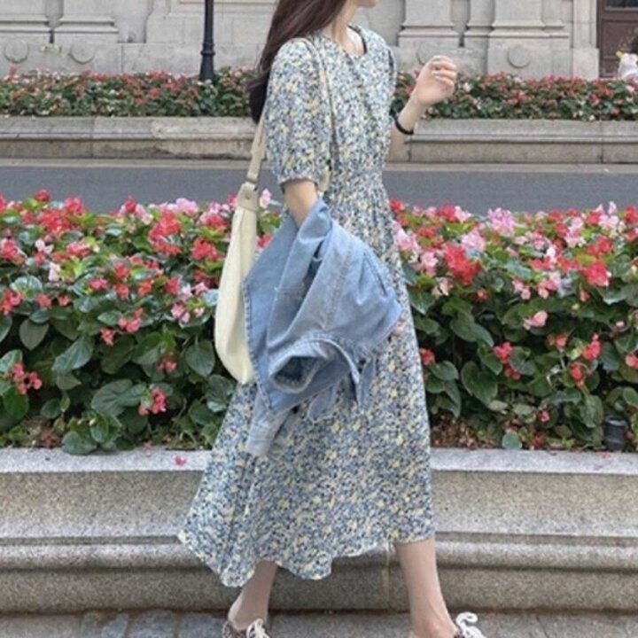 시원한 플라워 드레스 쉬폰 원피스 여름 하객룩 코디19870724667501