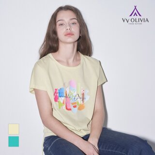 [비비올리비아] 돌먼 프린트 포인트 티셔츠_VVCAS5M5371