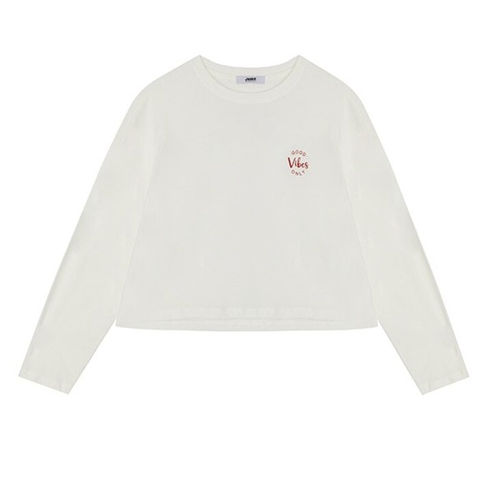 여성) 가슴로고 포인트 크롭 티셔츠(오버핏)_AM1WTS252-OW