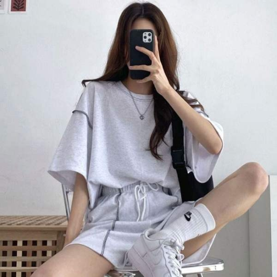 트레이닝복 면 반팔 세트 반바지 여름 데일리 여자
