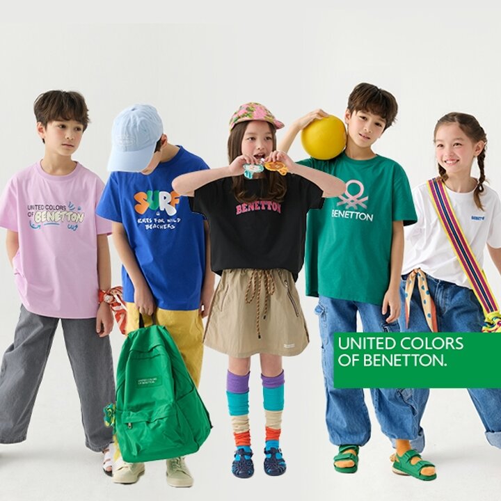 [하프클럽/베네통 언더웨어]베네통키즈 26S S 로고그래픽 반팔티셔츠 5종세트