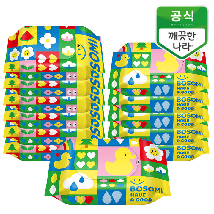 깨끗한나라 보솜이 펀앤플레이 아기물티슈 휴대형 20매 12팩