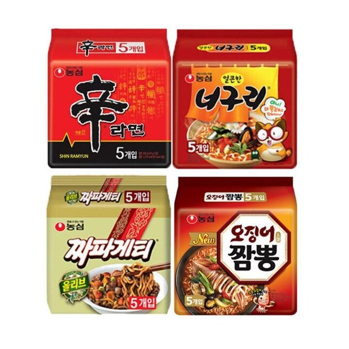 농심신라면5개+짜파게티5개+너구리5개+오징어짬뽕5개(총20개)