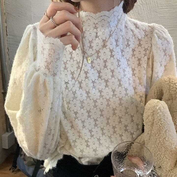 여성 러블리 이너티 반목티 레이어드 레이스블라우스19643161667501