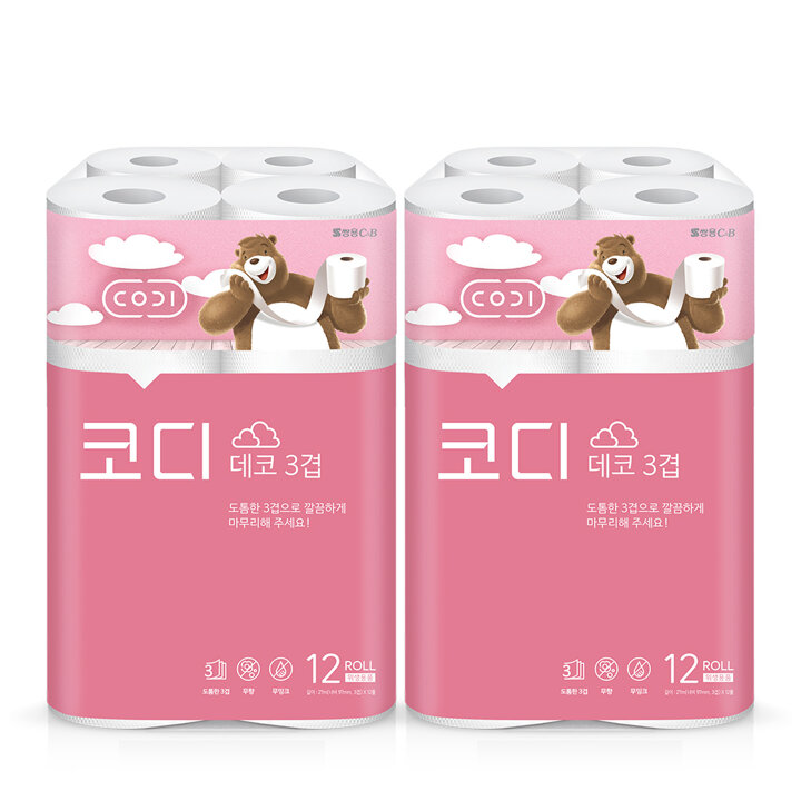 [코디] 코디 데코 3겹 화장지 27Mx12롤 2팩