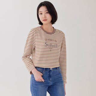 [지센] (2컬러) 스트라이프 포인트 긴팔 티셔츠 LCTSP224