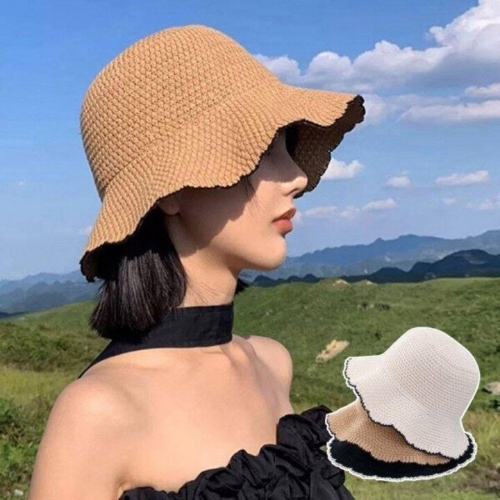 MNO 여성 꽃잎 테투디 깔끔한 디자인 외출 휴양지 모자 비치캡 왕골 라탄 밀짚모자 여름 썬캡