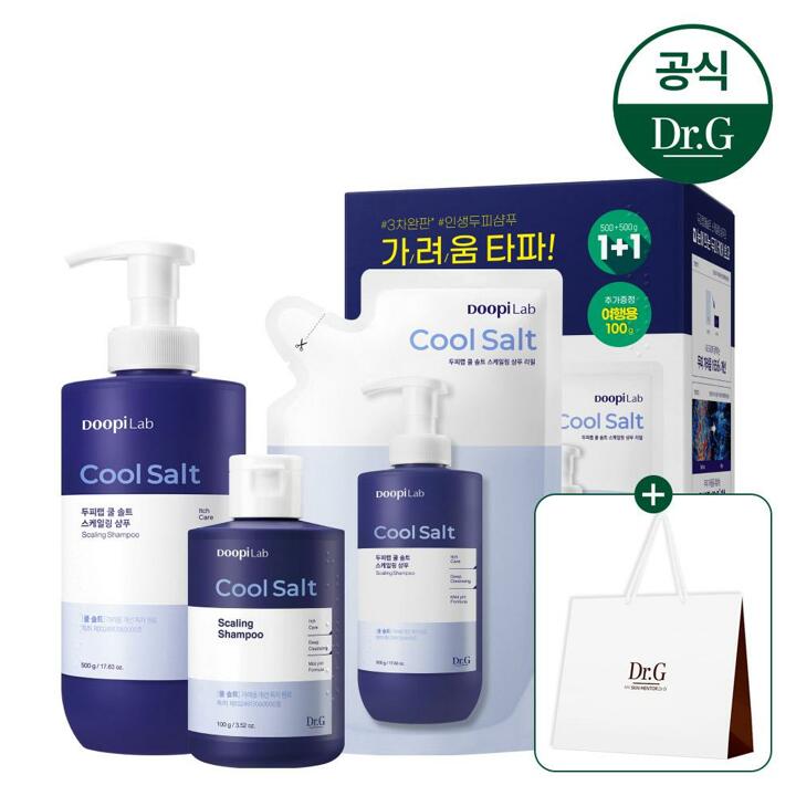 닥터지 두피랩 쿨 솔트 스케일링 샴푸 500g+리필 500g+증정 100g 기획세트 (온라인 단독) [증정]쇼핑백(중) 