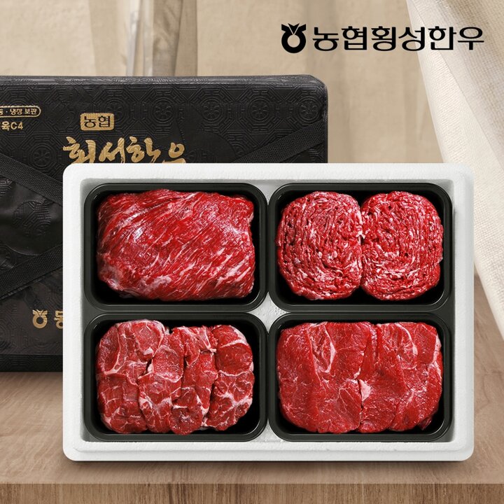 [농협횡성한우] 1등급 프리미엄 횡성한우 어5품 선물세트/ 국거리+불고기+양지+장조림 총 1.6kg