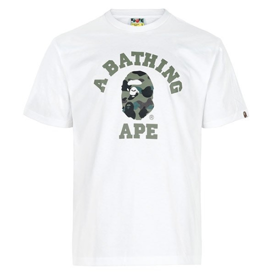 베이프 26SS 화이트 그린 1ST 카모 컬리지 티셔츠 001TEM301013M WHITE GREEN