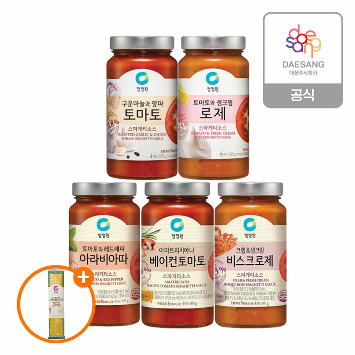 청정원 스파게티소스 600g 5종 4개 골라담기+(증정)스파게티면 250g 